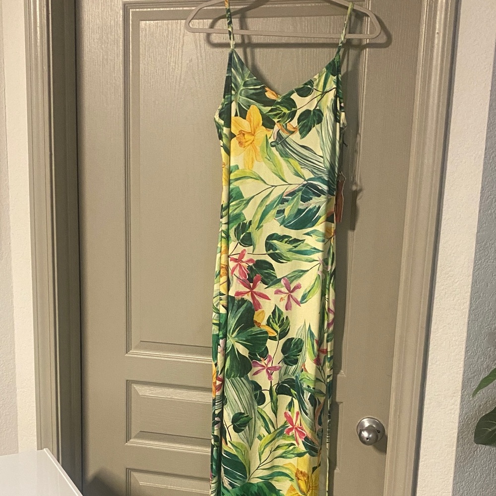Haute Monde Floral Maxi Dress - Green and Yellow